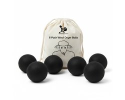 LaundrySpecialist Drogerballen Zwart - Set van 6 stuks XL - Herbruikbaar - Duurzaam drogen van de was - Wasdrogerballen - Droogballen - Wasbollen - Duurzaam wol - Wasdrogerballen - Energiebesparend