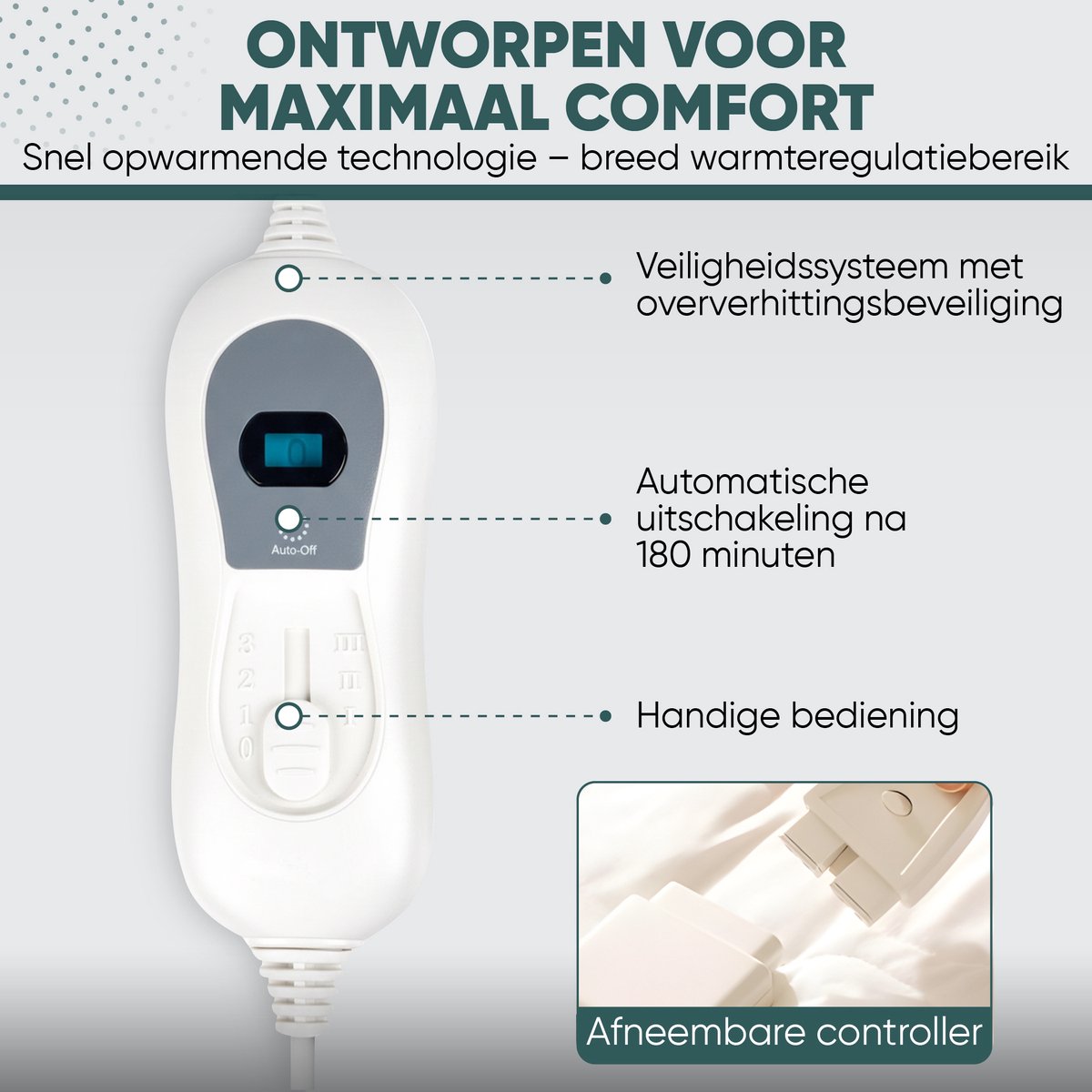 KESSER® Verwarmde deken met automatische uitschakel-afstandsbediening met 3 temperatuurniveaus, verwarmingsdeken voor het verwarmen van het matras