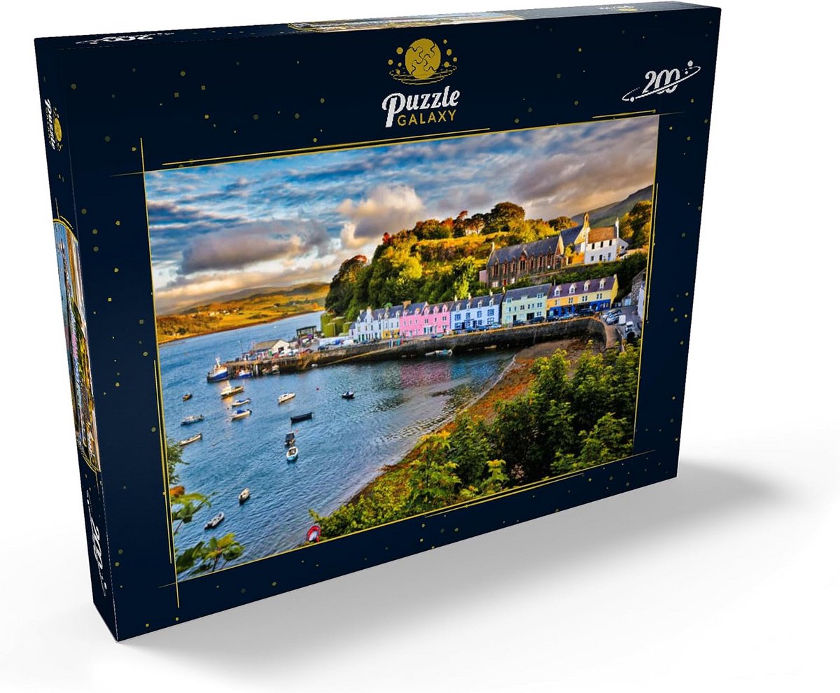 Zonsondergang Puzzel van 200 Stukjes: Prachtig Uitzicht op Portree, Isle of Skye