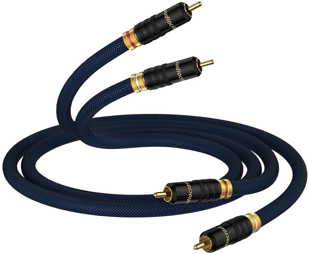 High-end Analoge RCA Audiokabel 1,5m met Verzilverde Geleider en Dubbele Afscherming