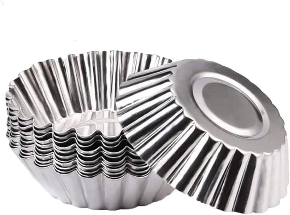 20x Herbruikbare RVS Bakvormpjes voor Taart, Pudding en Muffins