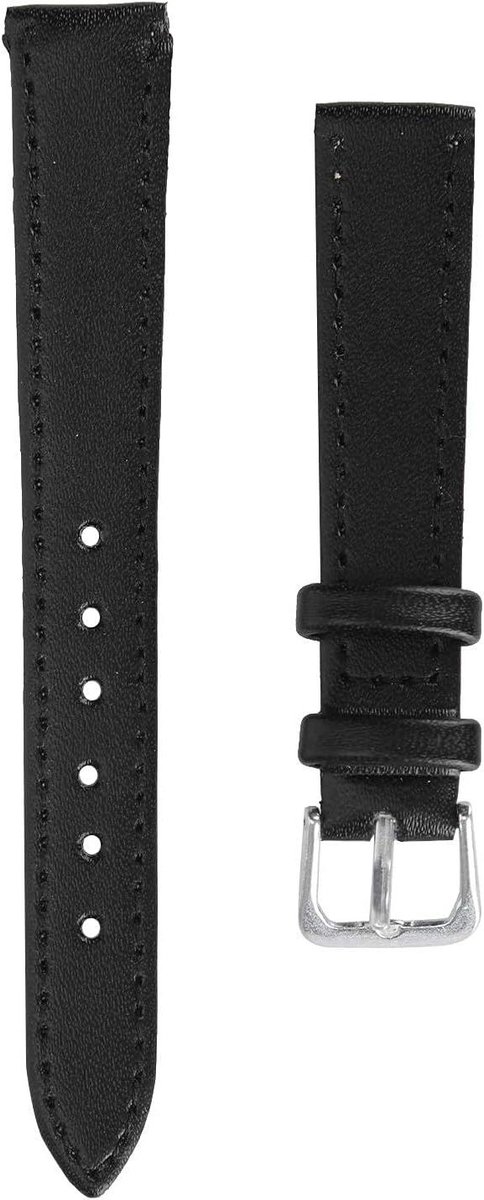 Zwarte PU lederen horlogeband met gesp - Universele vervanging voor horlogebanden - Accessoire voor mannen en vrouwen - 12 mm tot 22 mm