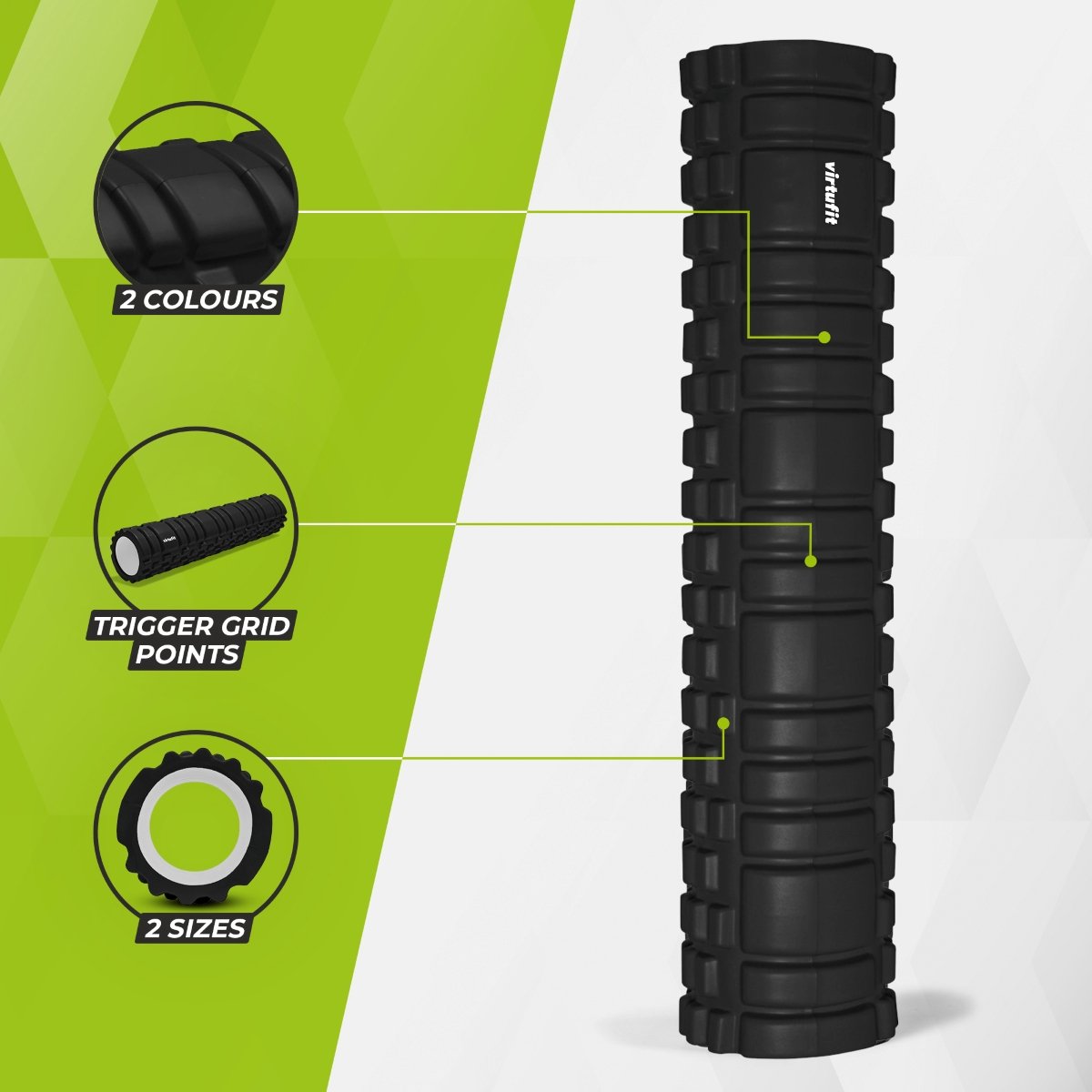 VirtuFit Foam Roller - Grid Massage Roller - 62 cm thumbnail 5