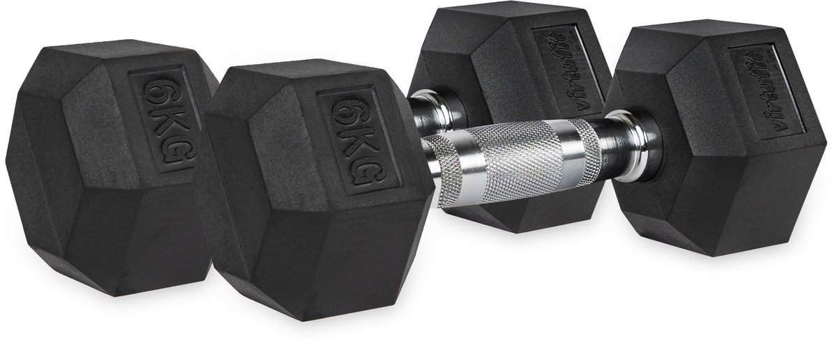 VirtuFit Hexa Dumbbell Pro Set - 2 x 6 kg - Hexagon Dumbbell - Duurzaam en Slijtvast - Krachttraining - Gewicht - CrossFit & Fitness - Geschikt voor Beginners en Professionals - Set van 2