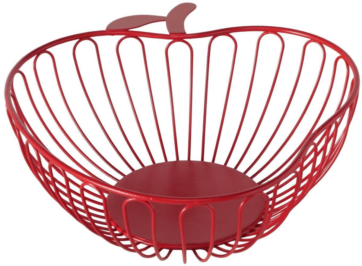 Boltze Home schaal aardbei metalen fruitmand 25x29x9cm rood.