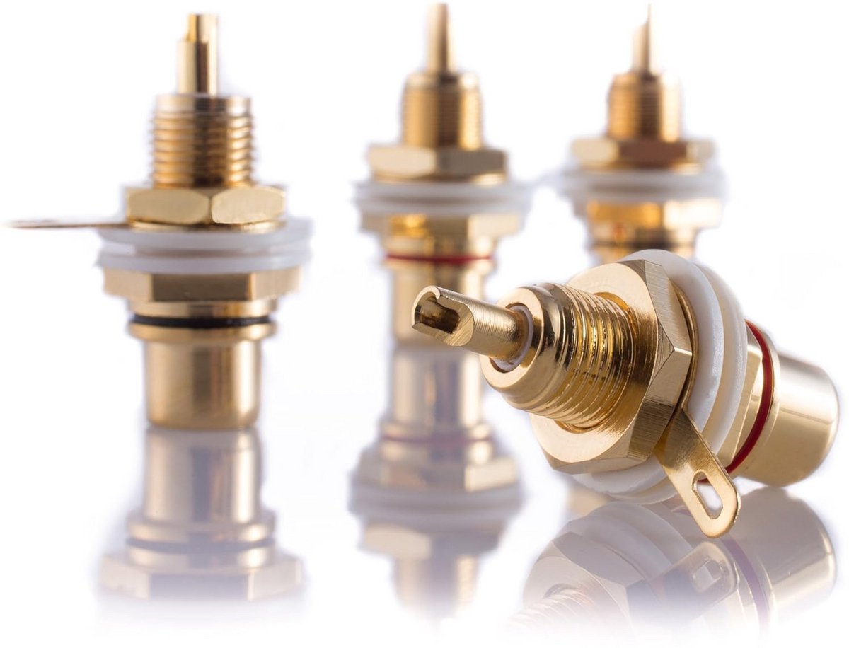 RCA Inbouwconnector Set (4x) - Verguld voor High-End Audio & Hifi