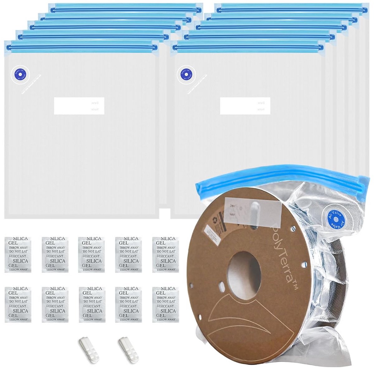 10 Stuks Vacuüm Opbergzakken voor 3D Printer Filament - Vochtbestendige Opslag met Droogmiddel