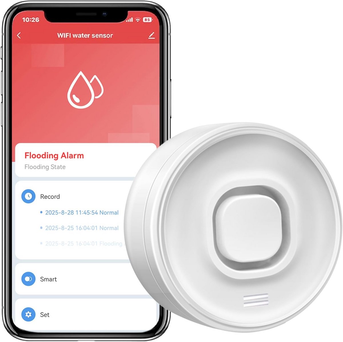 Wifi Watermelder - Slimme Sensor - Lekkage Detectie - Directe App Melding - 1 Meter Sonde - Wit