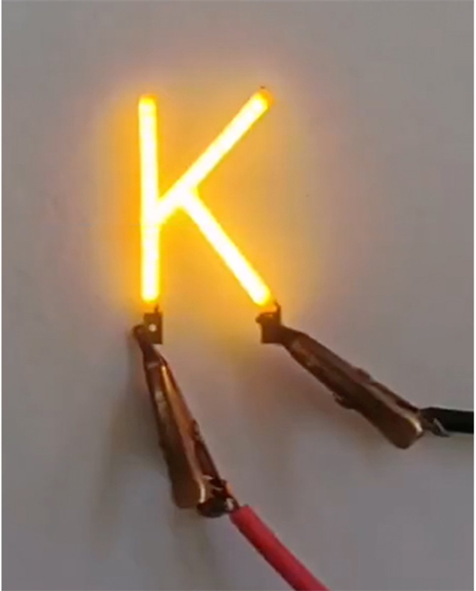 -K- COB LED 3V Filament Letter Geel 3 x 3 cm FPC 2200K 1W Warm-wit