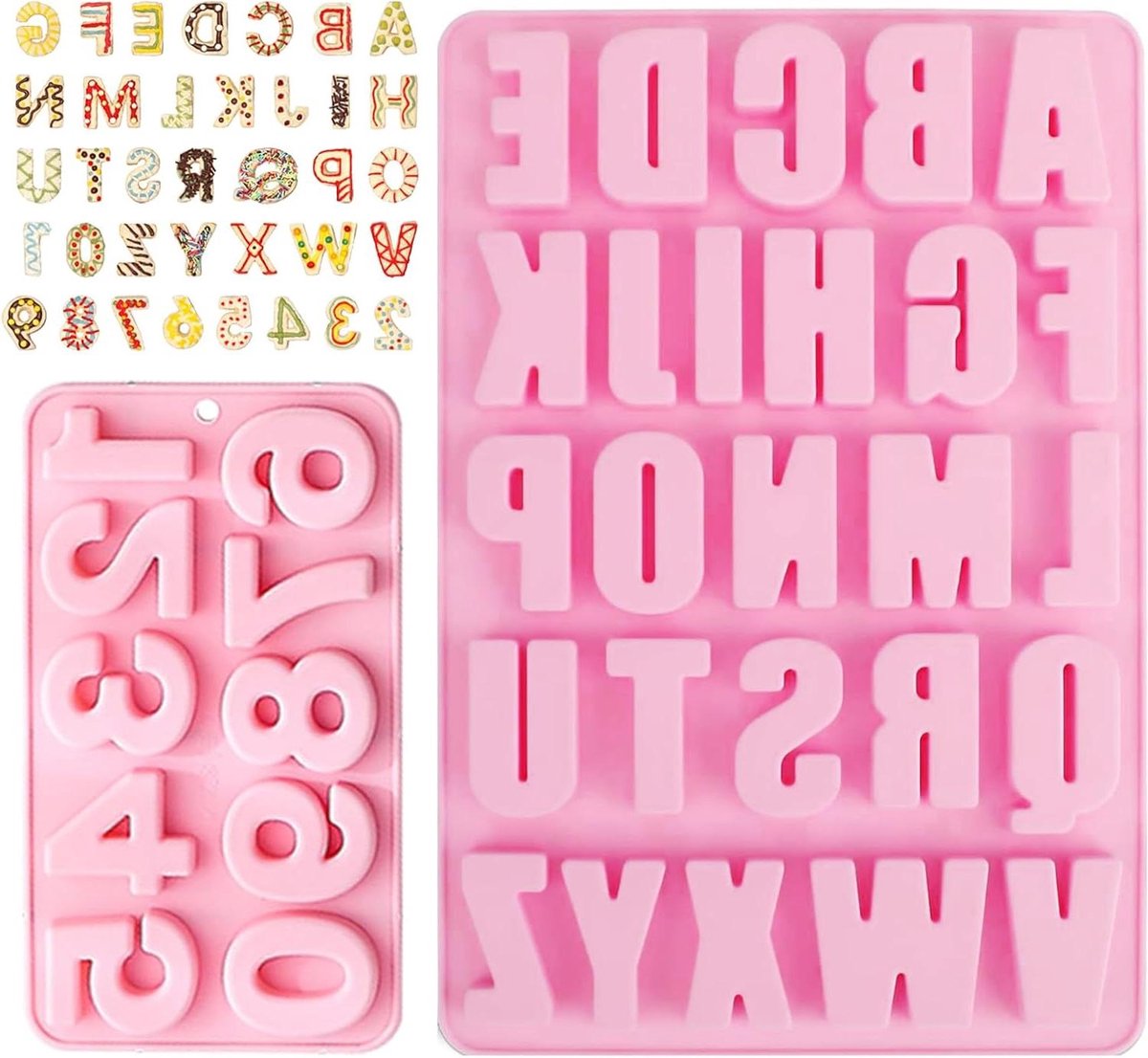 Siliconen mould set - cijfers en letters - 3D-nummers - bakken - chocolade - zeep