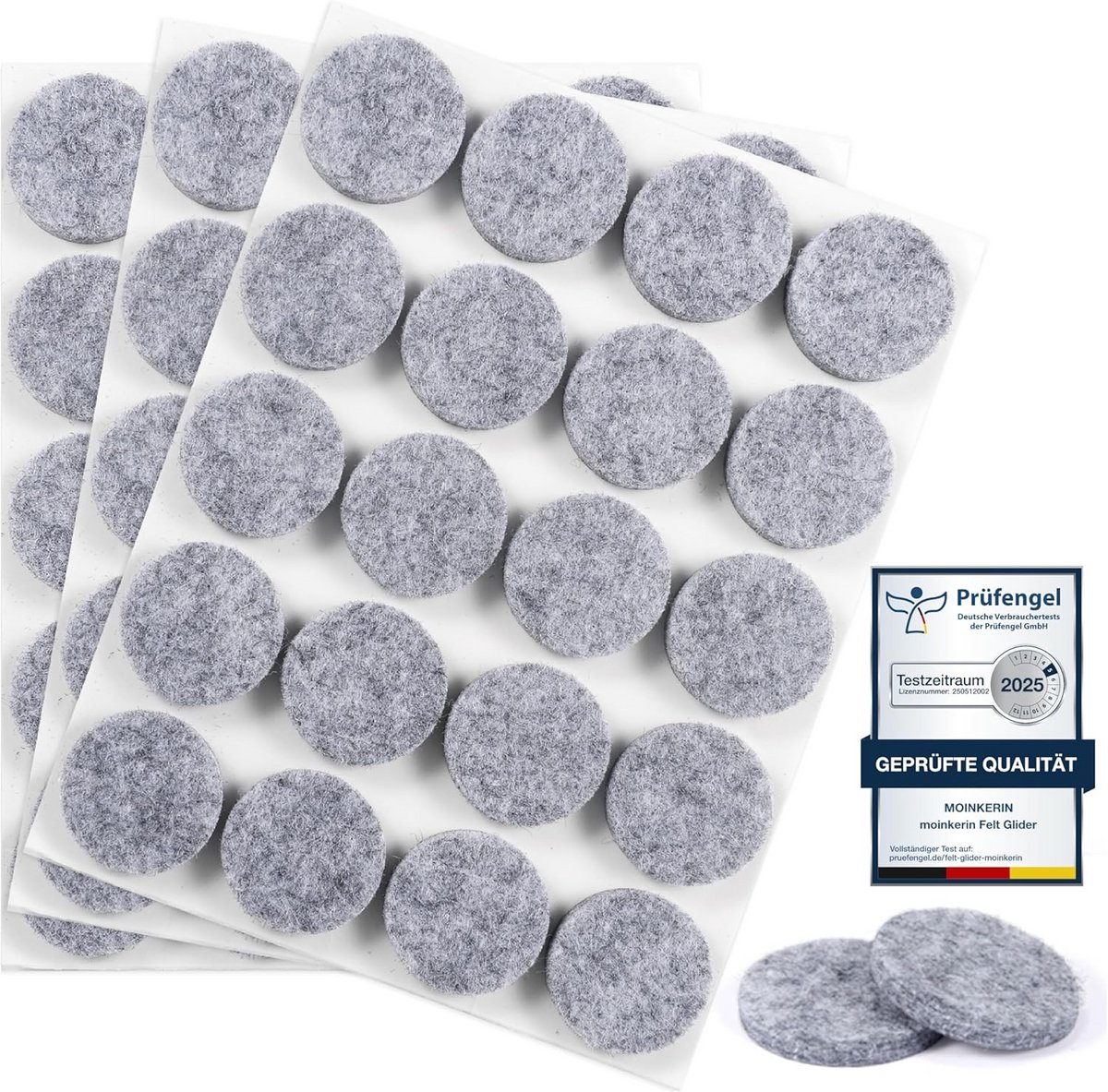 60x Zelfklevende Viltglijders 25mm - Dikte 5mm - Vloerbeschermers voor Meubelpoten - Stoelpoot Beschermers - Grijs