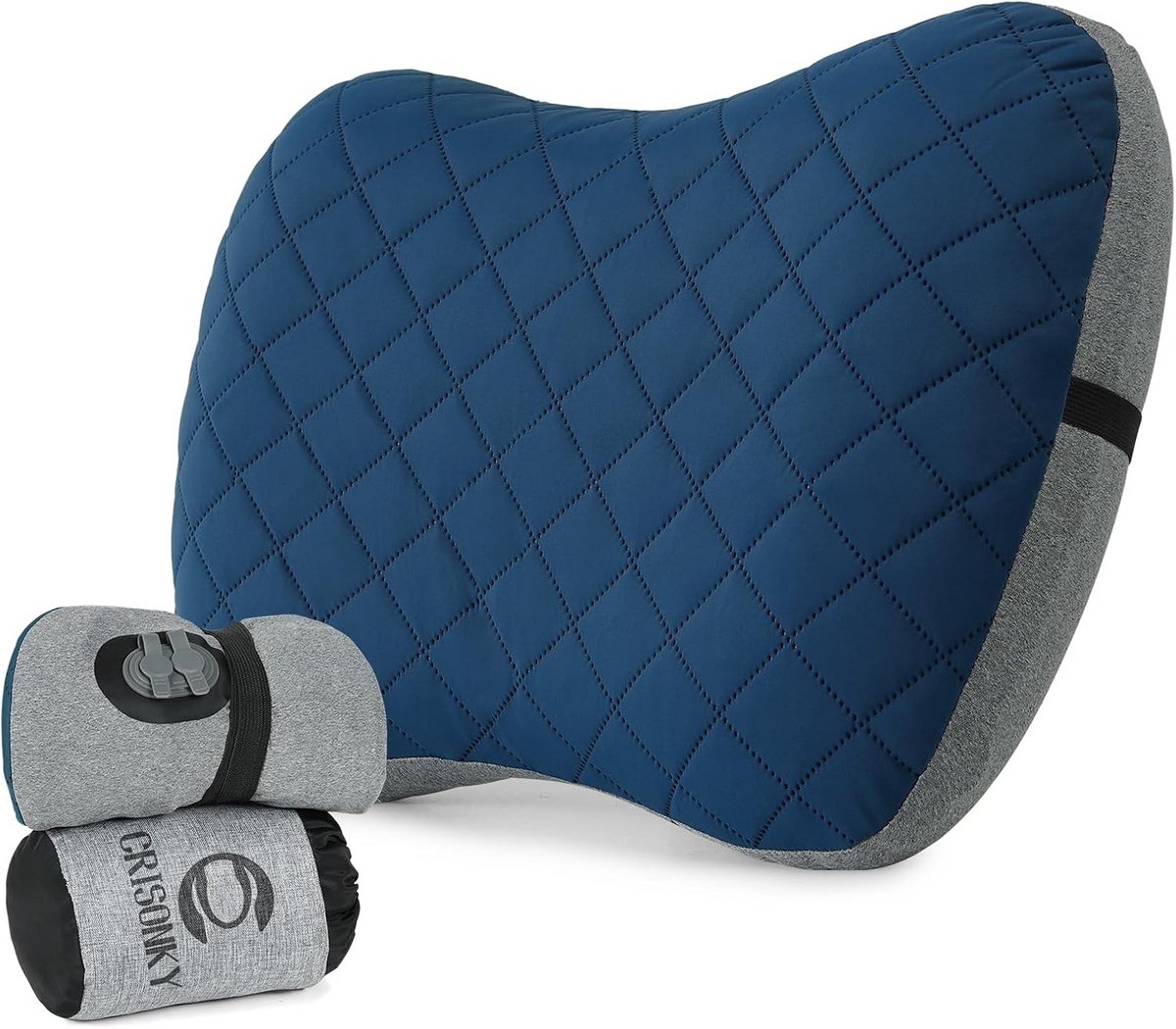Opblaasbaar Campingkussen met Wasbare Hoes - Compact Reiskussen voor Backpacken en Vliegtuig