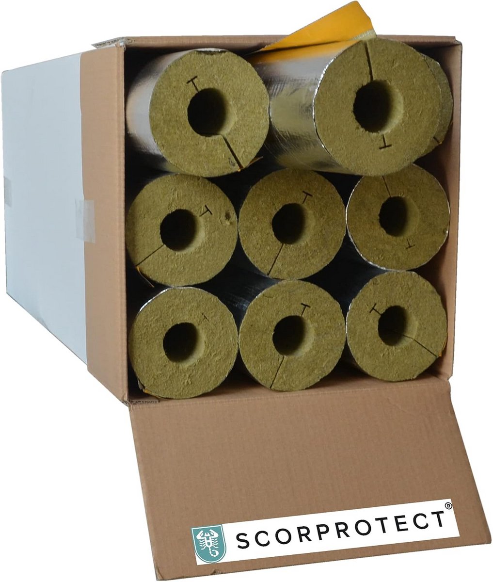 Steenwol Buisisolatie met Aluminium Afwerking - 48mm Buis - 20mm Dikte