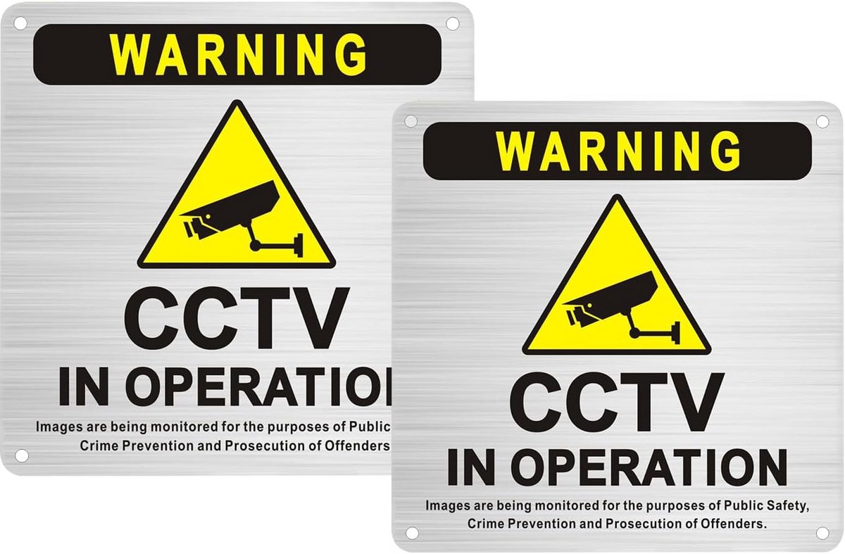 2 Stuks Waarschuwingsbord 'CCTV In Werking' voor 24-Uurs Veiligheid