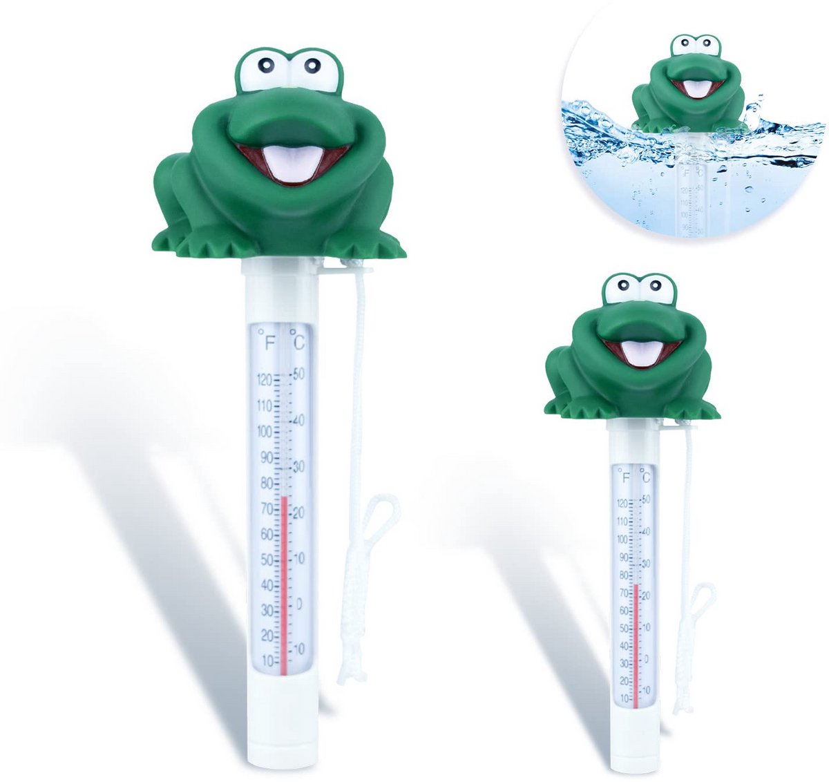 2 Stuks Drijvende Zwembadthermometer met Lange Meetstring - Nauwkeurige Water Temperatuurmeter voor Zwembad, Vijver en Spa