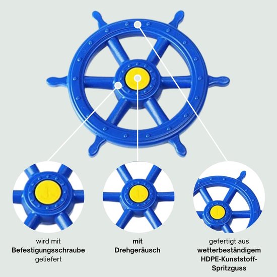 Draaiend Speelboot Stuurwiel Blauw - Weerbestendig Accessoire voor Speeltoren en Speelhuis — afbeelding 5