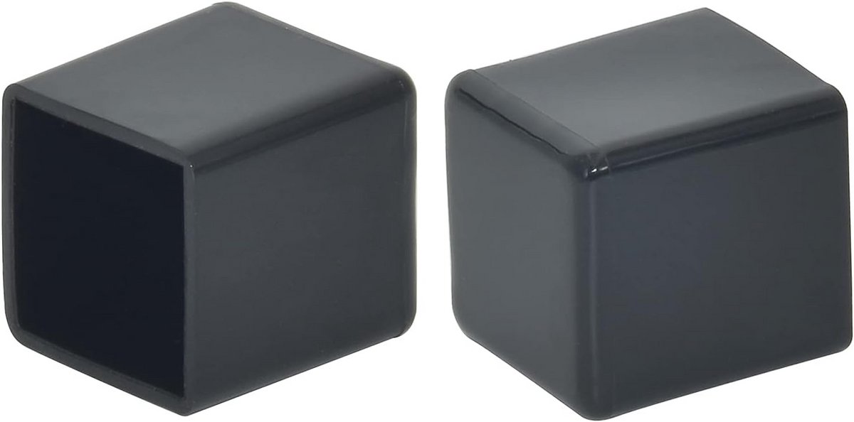 12x Vierkante Stoelpoot Doppen Zwart PVC - Beschermers voor Houten Vloeren - 20x20mm
