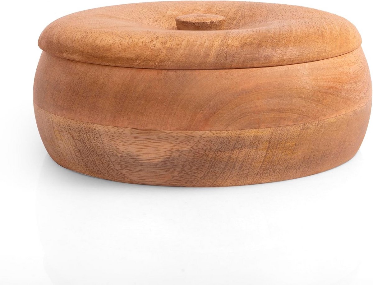 Handgemaakte Houten Warmer voor Tortilla's, Chapati's en Roti - Broodhouder met Deksel