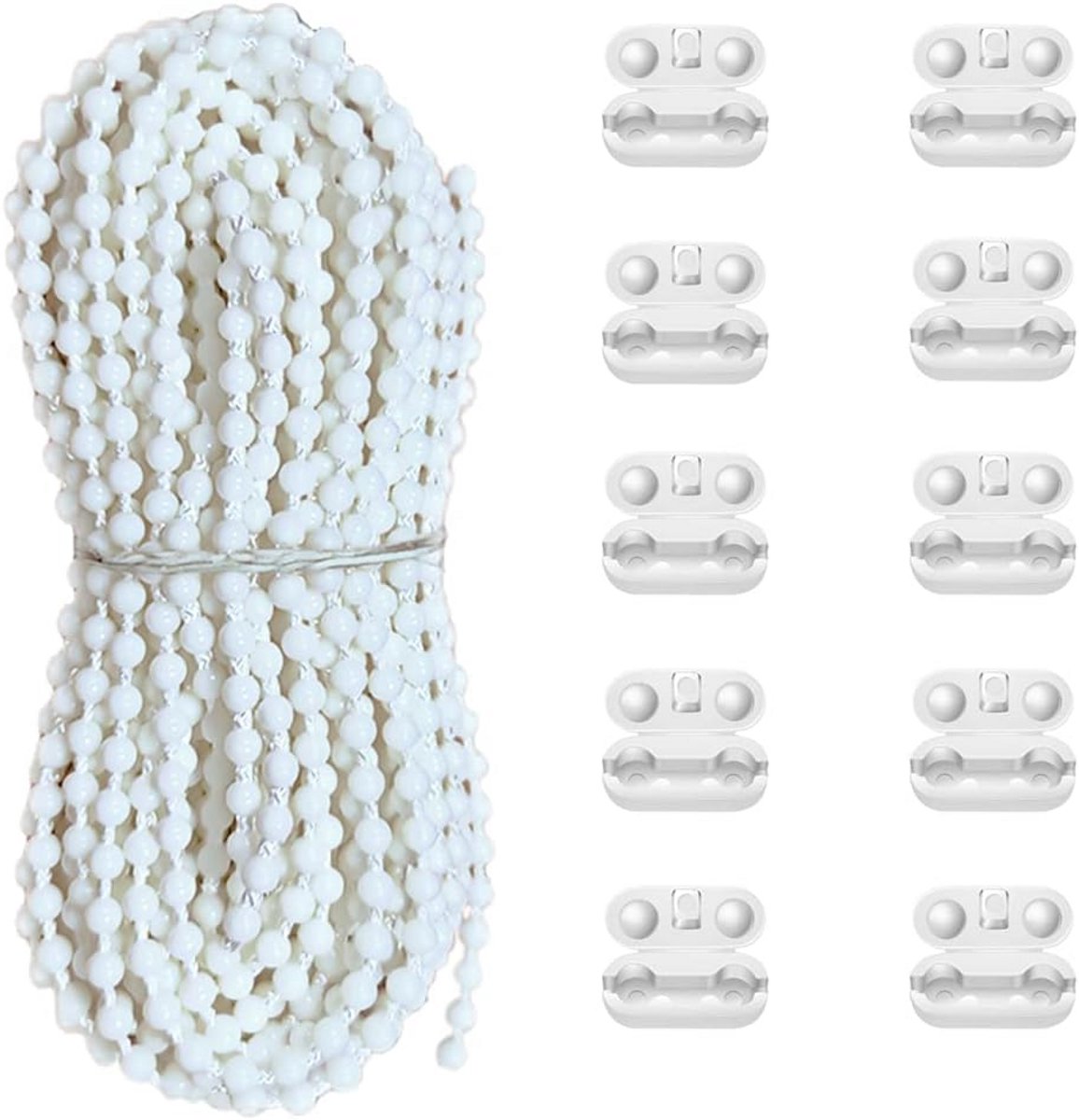 Rolgordijnketting 10 Meter met 10 Connector Clips - Universele Reserveonderdelen voor Rolluiken en Jaloezieën