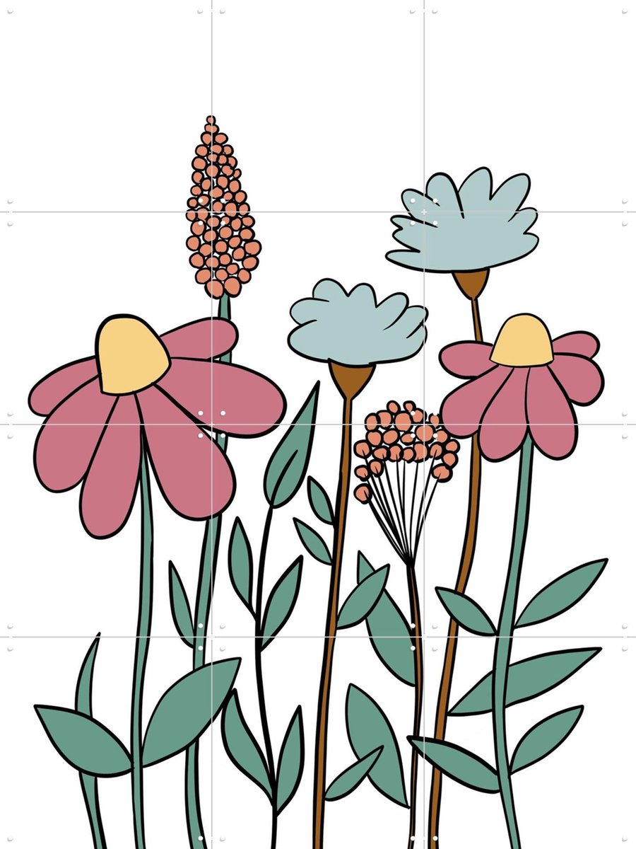 IXXI In the Garden, BAINAI - 60 x 80 cm - Gratis ophangtool - Grote wanddecoratie en posters - Fantasierijk, Illustraties, Speels, Grafisch Ontwerp