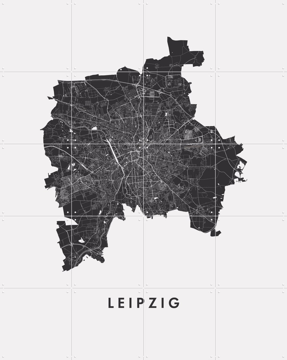 IXXI Leipzig City Map, Kunst in Kaart - 80 x 100 cm - Gratis ophangtool - Grote wanddecoratie en posters - Abstract, Grafisch Ontwerp, Minimalisme