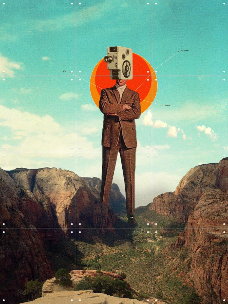 IXXI Video404, Frank Moth - 60 x 80 cm - Gratis ophangtool - Grote wanddecoratie en posters - Fotografie, Digitale Kunst, Collage, Vintage, Kleurrijk