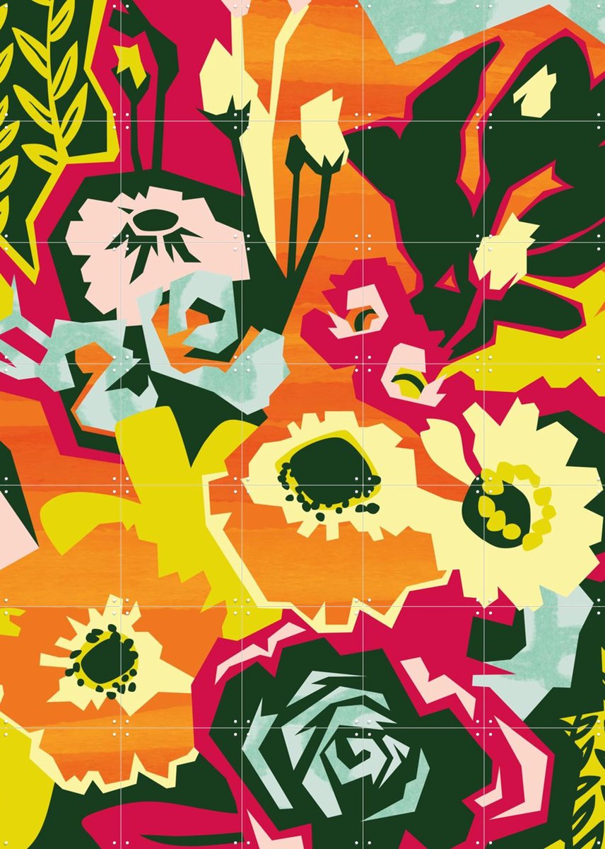 IXXI Bouquet 9, Megan Gallagher - 100 x 140 cm - Gratis ophangtool - Grote wanddecoratie en posters - Digitale Kunst, Illustraties, Speels, Grafisch