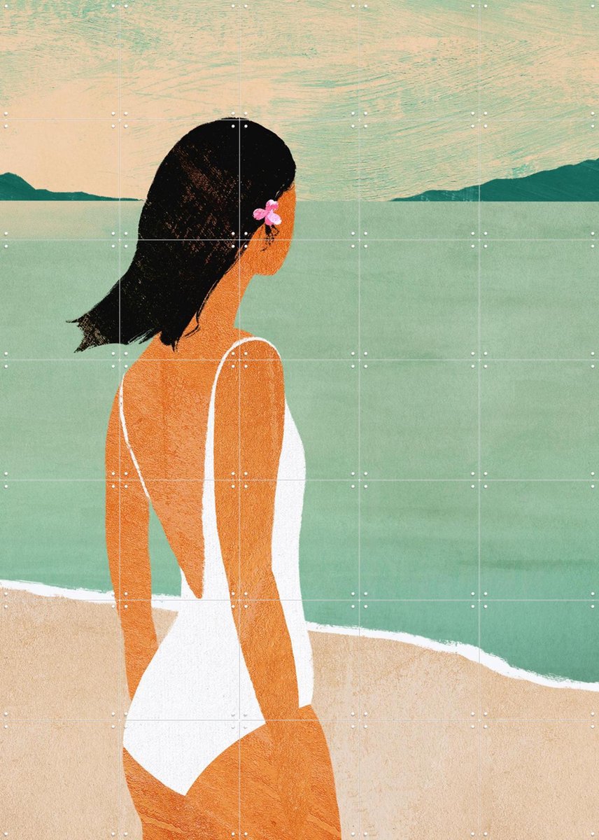 IXXI Beach Bliss, Henry Rivers - 100 x 140 cm - Gratis ophangtool - Grote wanddecoratie en posters - Digitale Kunst, Kleurrijk, Minimalisme