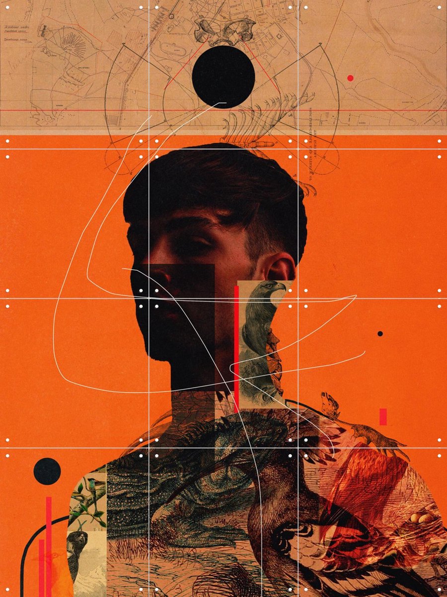 IXXI Alterations, Frank Moth - 60 x 80 cm - Gratis ophangtool - Grote wanddecoratie en posters - Kleurrijk, Abstract, Collage, Illustraties, Gemengde