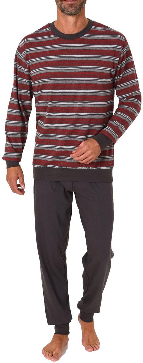 Heren pyjama in badstof met manchetten in een stijlvolle blokstreep-look - ook in oversize