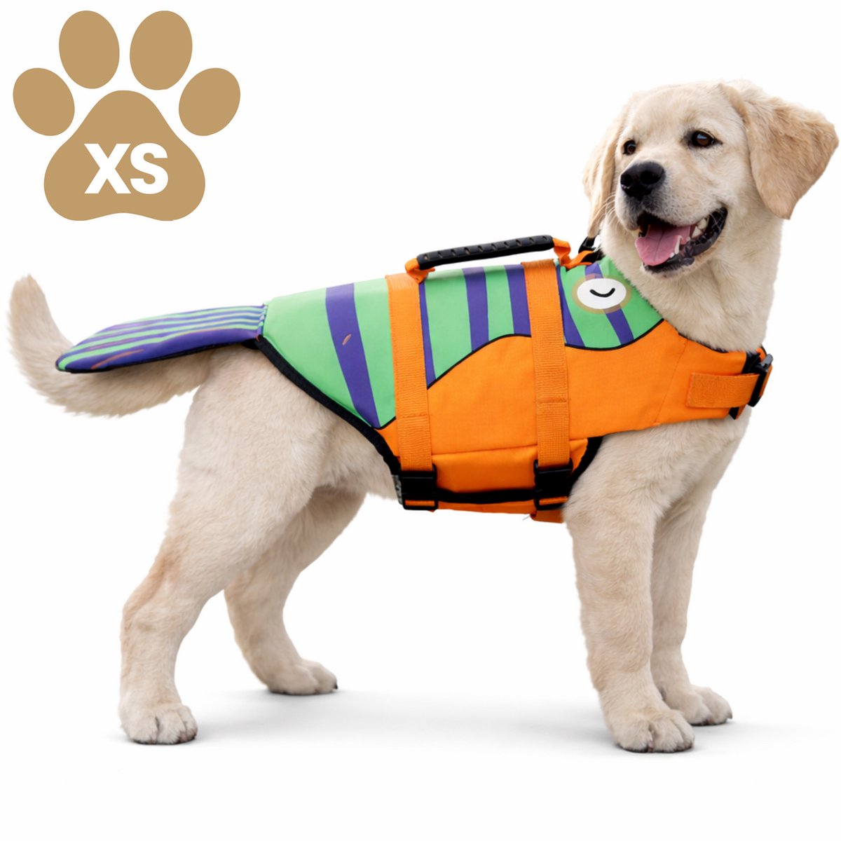 Honden Zwemvest Garnaal - Maat XS – Veiligheidsvest voor Honden – Met Handvat – Verstelbaar – Oranje