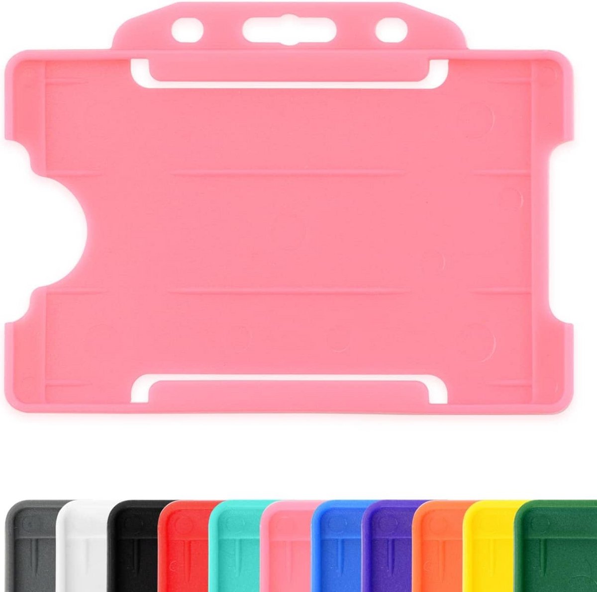 10x Roze Enkelzijdige Stevige Kaarthouder voor ID-kaarten en Badges (Horizontaal)