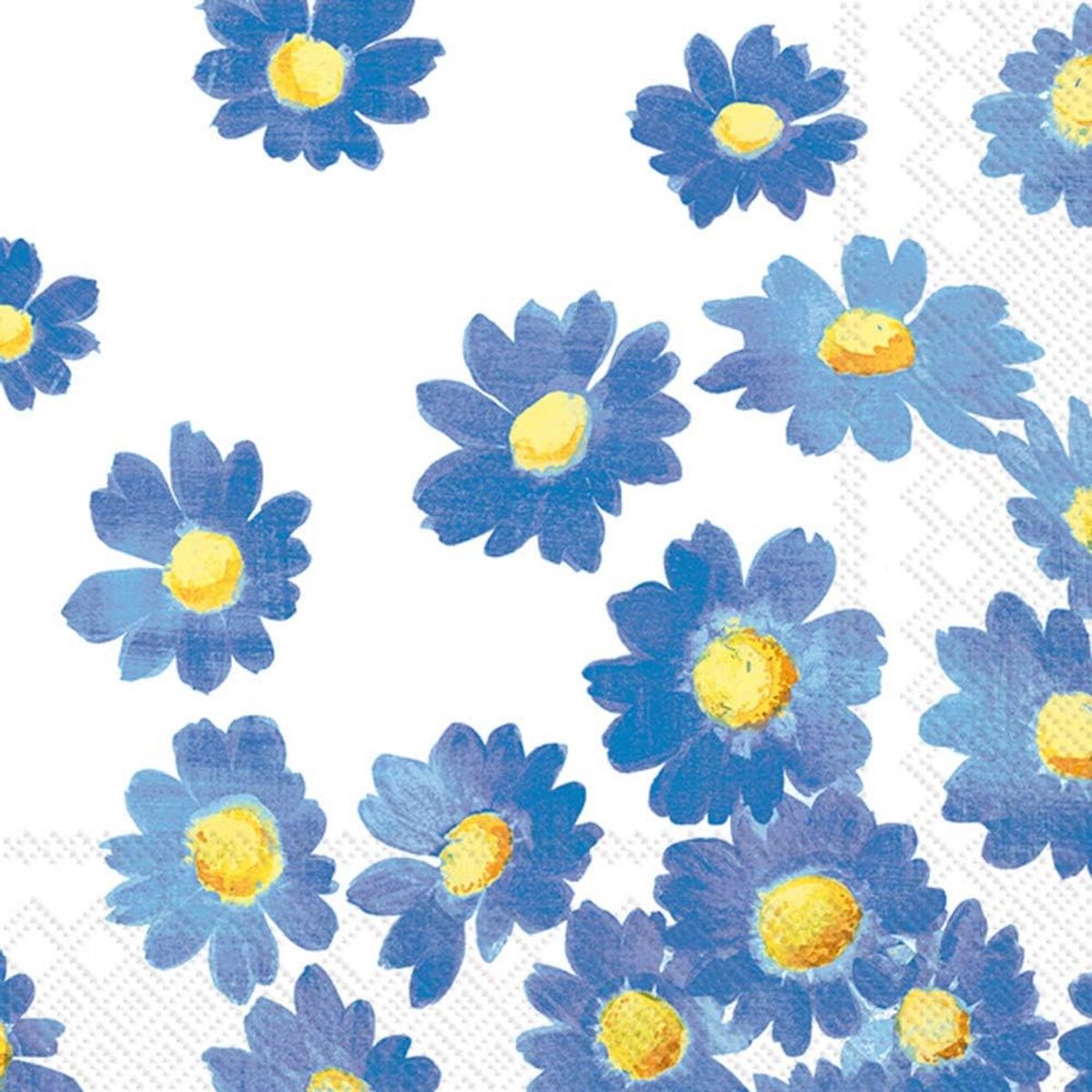 Blauwe Cocktail Servetten met Bloemenprint - 3-laags en Biologisch Afbreekbaar