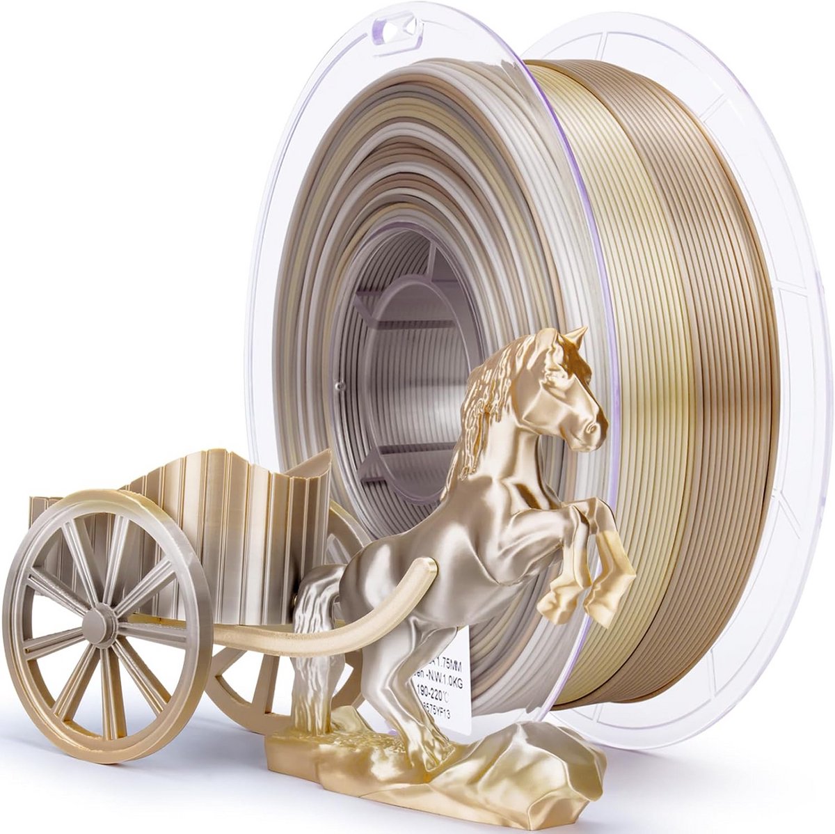 Zijdeachtig Regenboog PLA Filament 1.75mm voor 3D Printers - 1KG