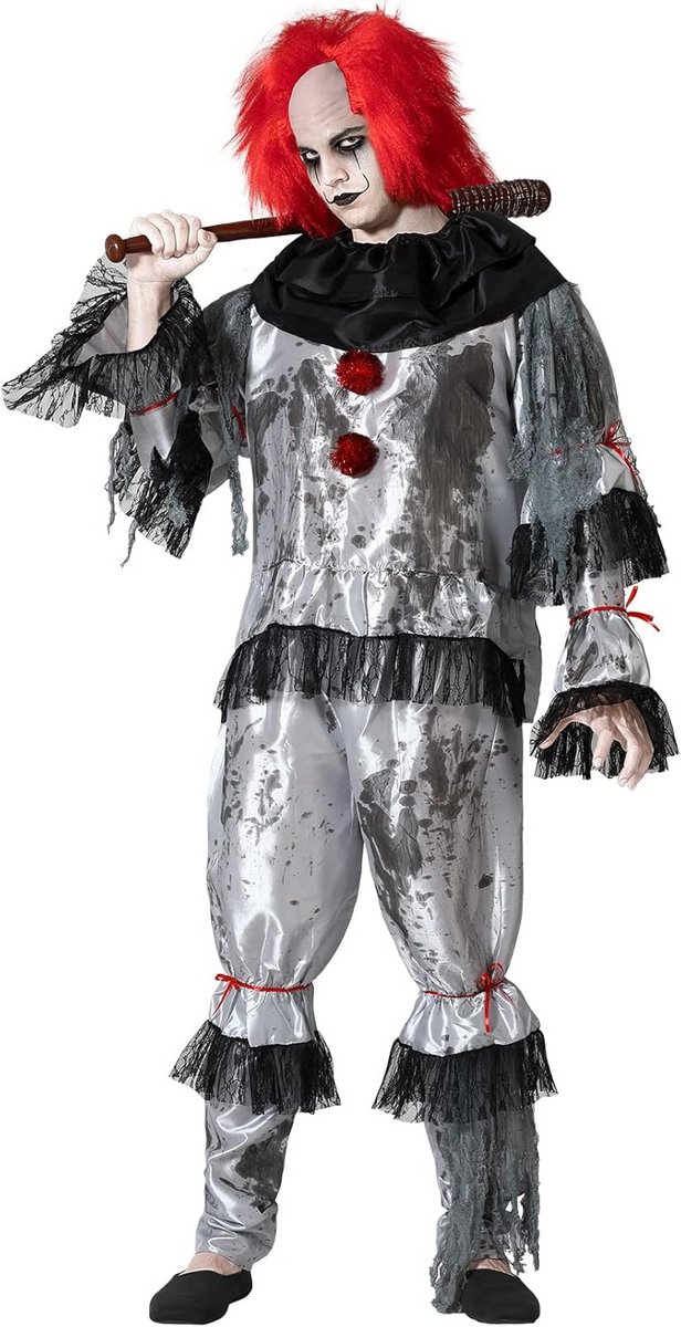 Eng Kostuum voor Heren Grijs Clown Thema Halloween Feest