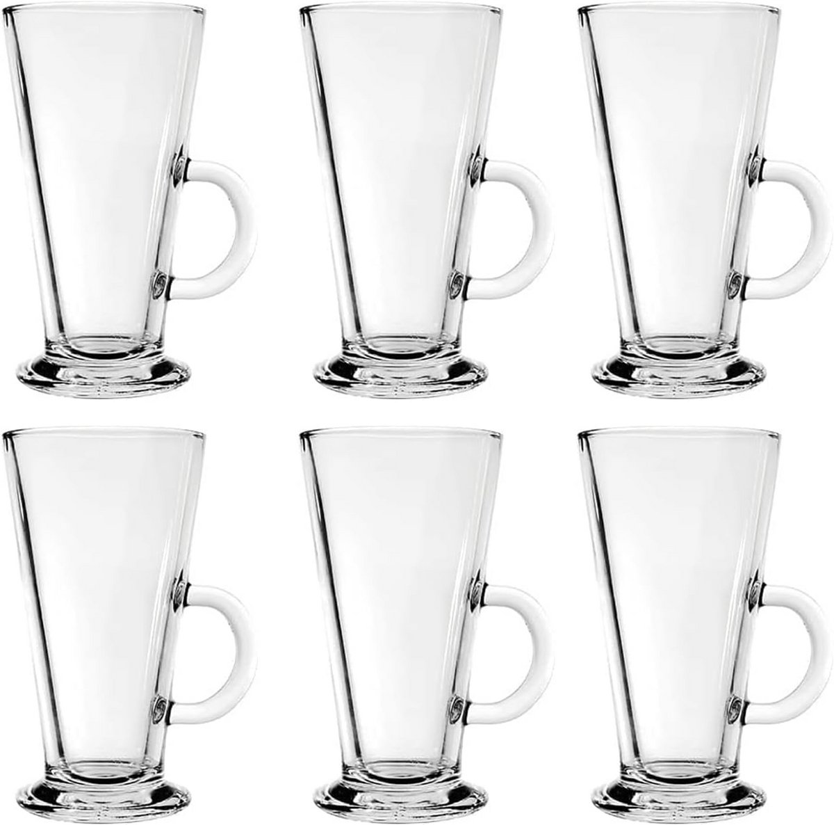 Set van 6 glazen koffiekopjes met oor, Cappuccinoglazen voor warme dranken