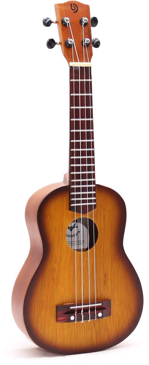 Ambachtelijk gemaakte ukelele - oranje sunburst afwerking (4 snaren)