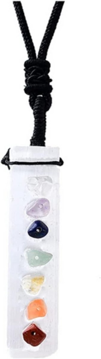 Seleniet Hanger met 7 Chakra Kristallen voor Harmonie en Rust