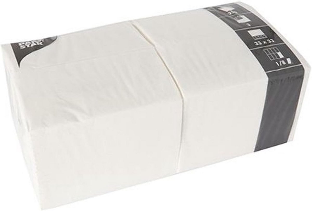 1000 Witte Cocktail Servetten 3-laags 33x33 cm FSC Gecertificeerd