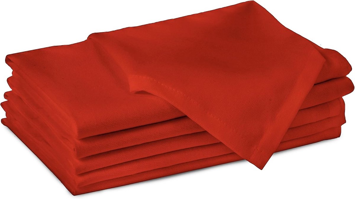 Set van 6 Katoenen Servetten 43x43 cm Sterke Baksteenkleur Herbruikbaar