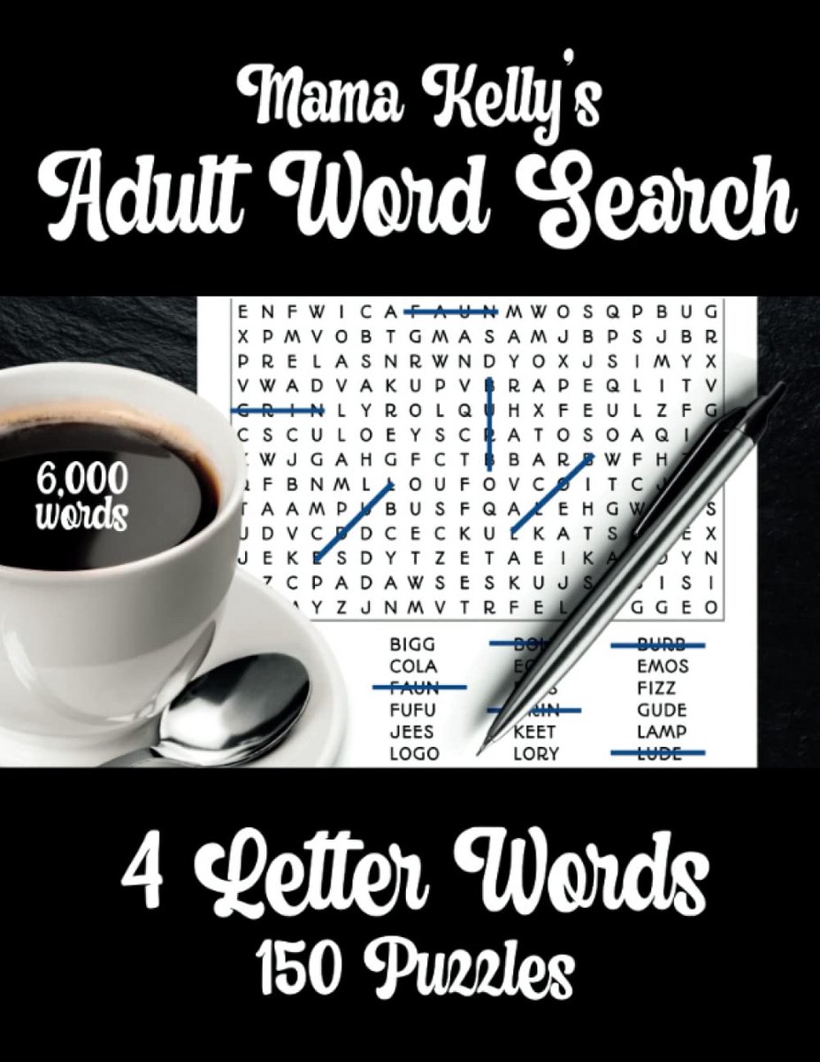 Woordzoekpuzzels Groot Formaat: 150 Puzzels met 4 Letter Woorden voor Volwassenen en Senioren