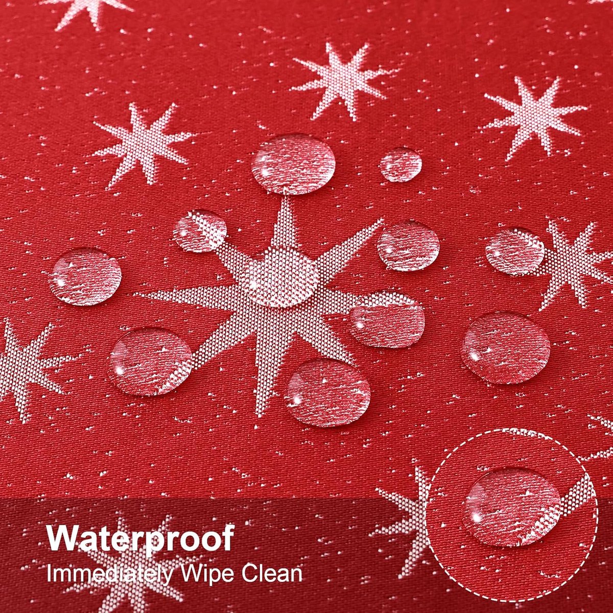 Tafelkleed Kerst Rood Met Witte Sterren Waterafstotend en Vlekbestendig 80x80 cm
