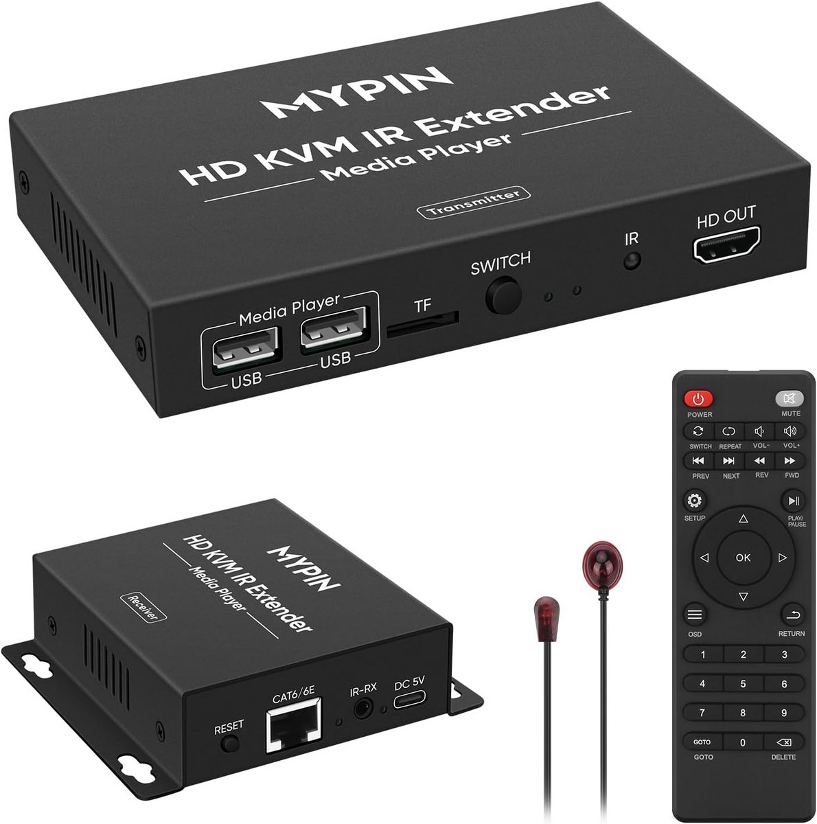 HDMI KVM Extender tot 150 Meter over LAN-kabel met USB en Audio Ondersteuning