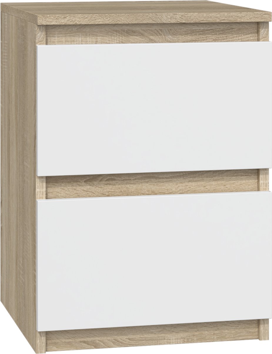 MALWA M2 - Nachtkastje - Sonoma/Wit - 2 lades - Greeploos design