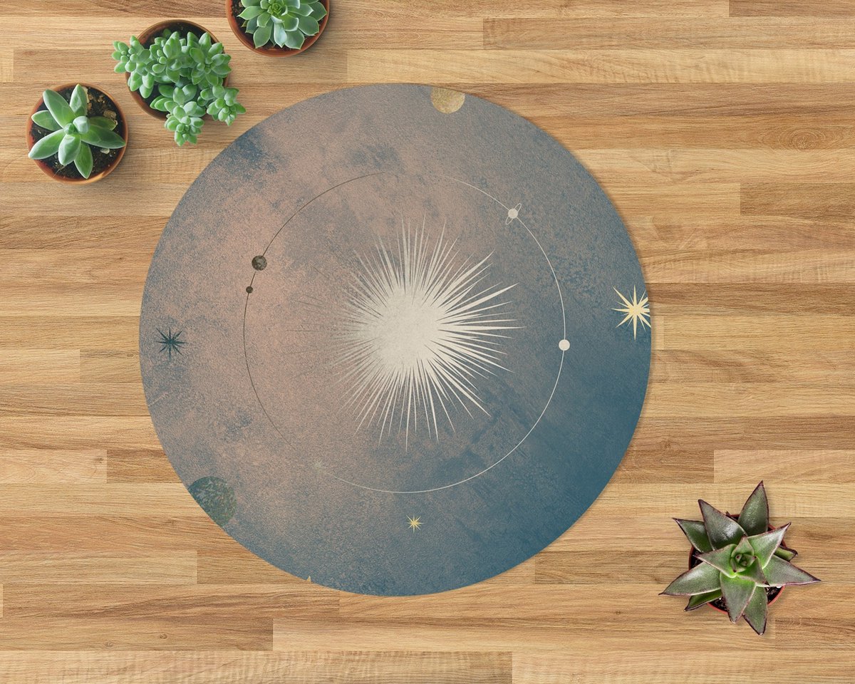Coloray Vloerbeschermer - Sterren en planeten Stoel Mat - 100x100 cm - Marine Bureaustoelmat - Vloerbeschermer Vinyl - Mótif Vloerbeschermer - Ronde Mat - Kosmos Thema