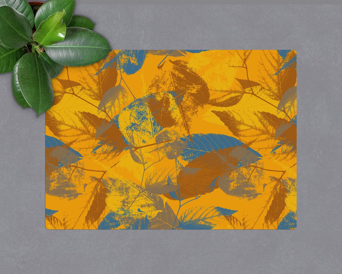 Coloray Vloerbeschermer - Herfstbladeren Bureaustoel Vloerbeschermer - 120x90 cm - Veelkleurig Bureaustoelmat - Vloerbeschermer Vinyl - PVC Vloerbeschermer - Rechthoekige Mat - Abstracties Thema