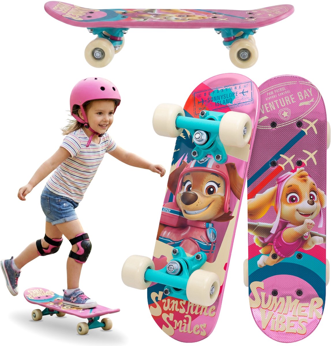Paw Patrol Kinder skateboard antislip board lichtgewicht stabiel tot 20 kg Roze