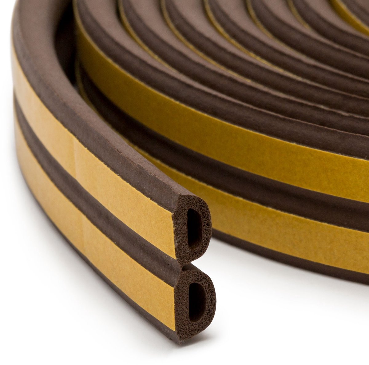 Zelfklevende Deur- En Raamafdichting Tochtstrip Op Rol – D-Profiel – Bruin – 6 Meter (2 × 3 m) – Voor Kieren Van 2–6 mm – EPDM Rubber – Isolerend, Weer- En UV-Bestendig – Voor Deur En Raam [11599BR]