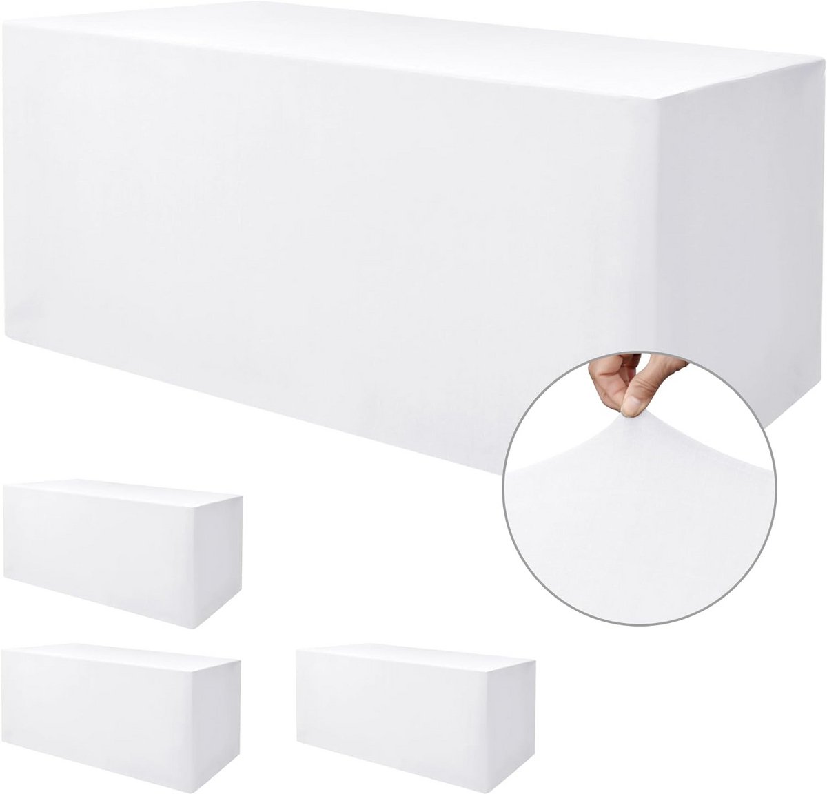 Set van 2 Witte Stretch Tafelhoezen voor Klaptafels (182x76 cm) - Strakke Spandex Bekleding voor Feest en Beurs