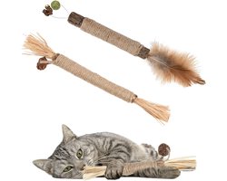 Kattenkruid sticks voor gebitsreiniging van katten, natuurlijk kauwhout, dental sticks, matatabi snacks, tandverzorging, 2 stuks
